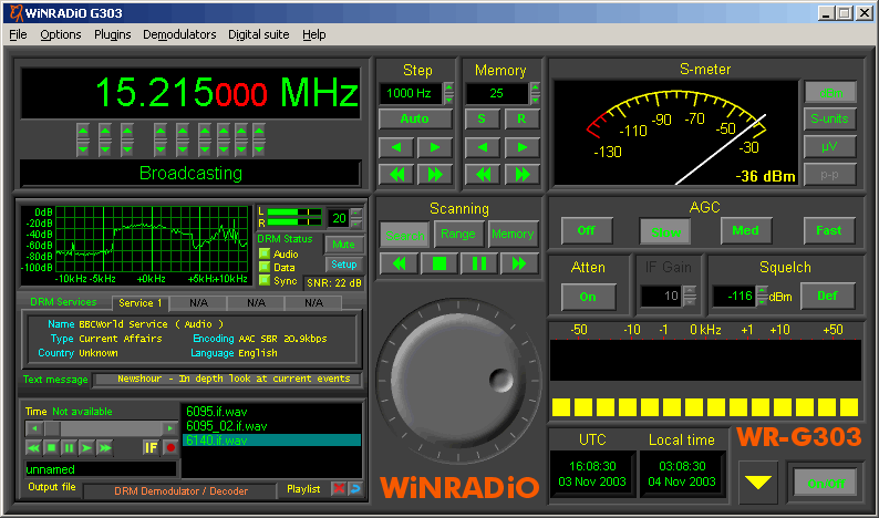 DRM Demodulator/Decoder in G303 receiver panel