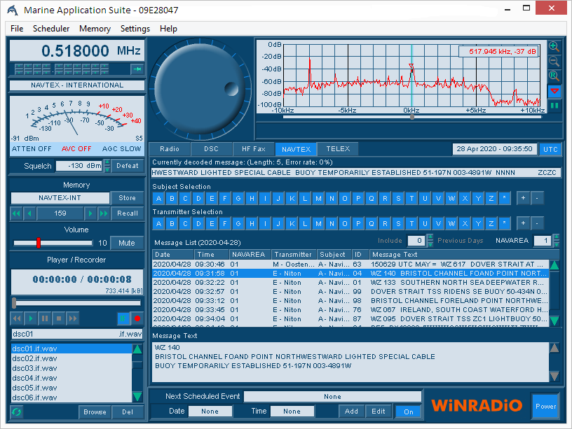 G35EM NAVTEX User Interface